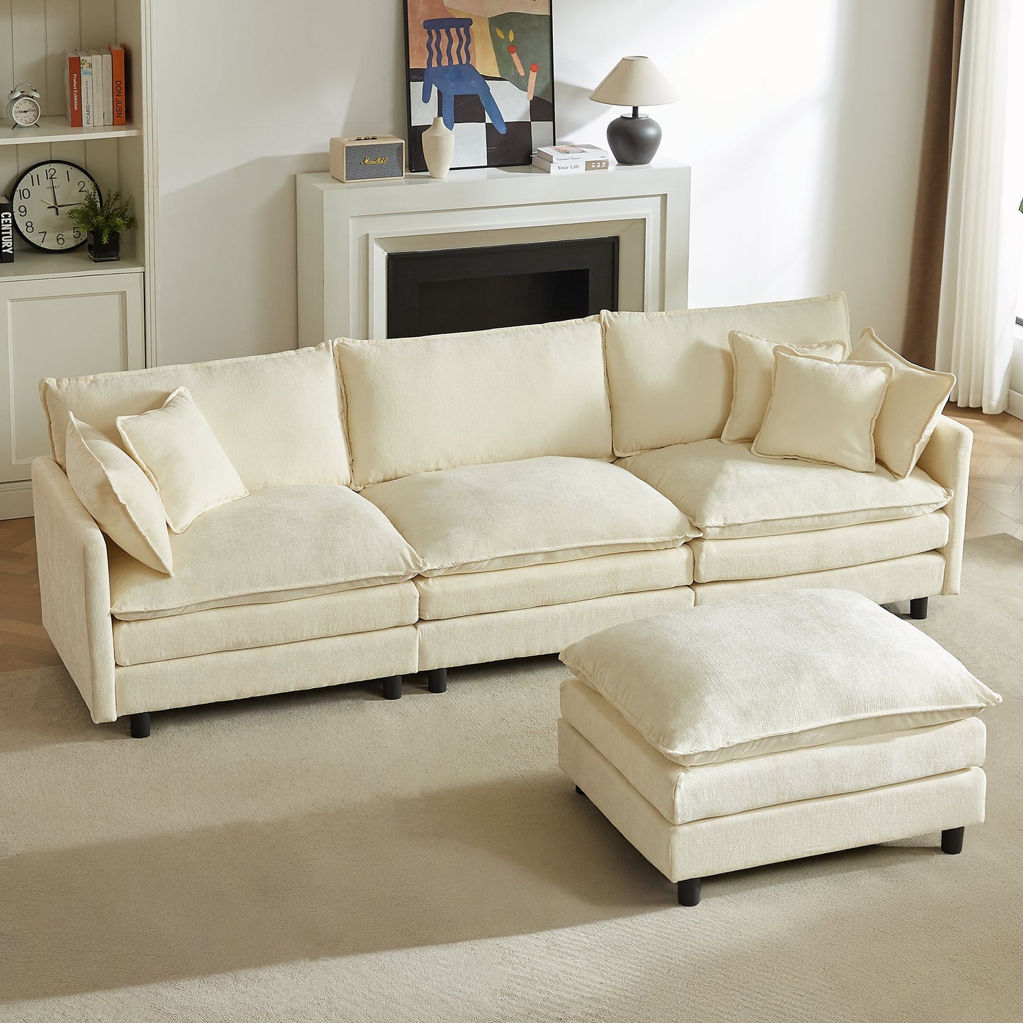 Modular Sectional Sofa, 110 Inch L-Shaped Couch Set for Living Room
