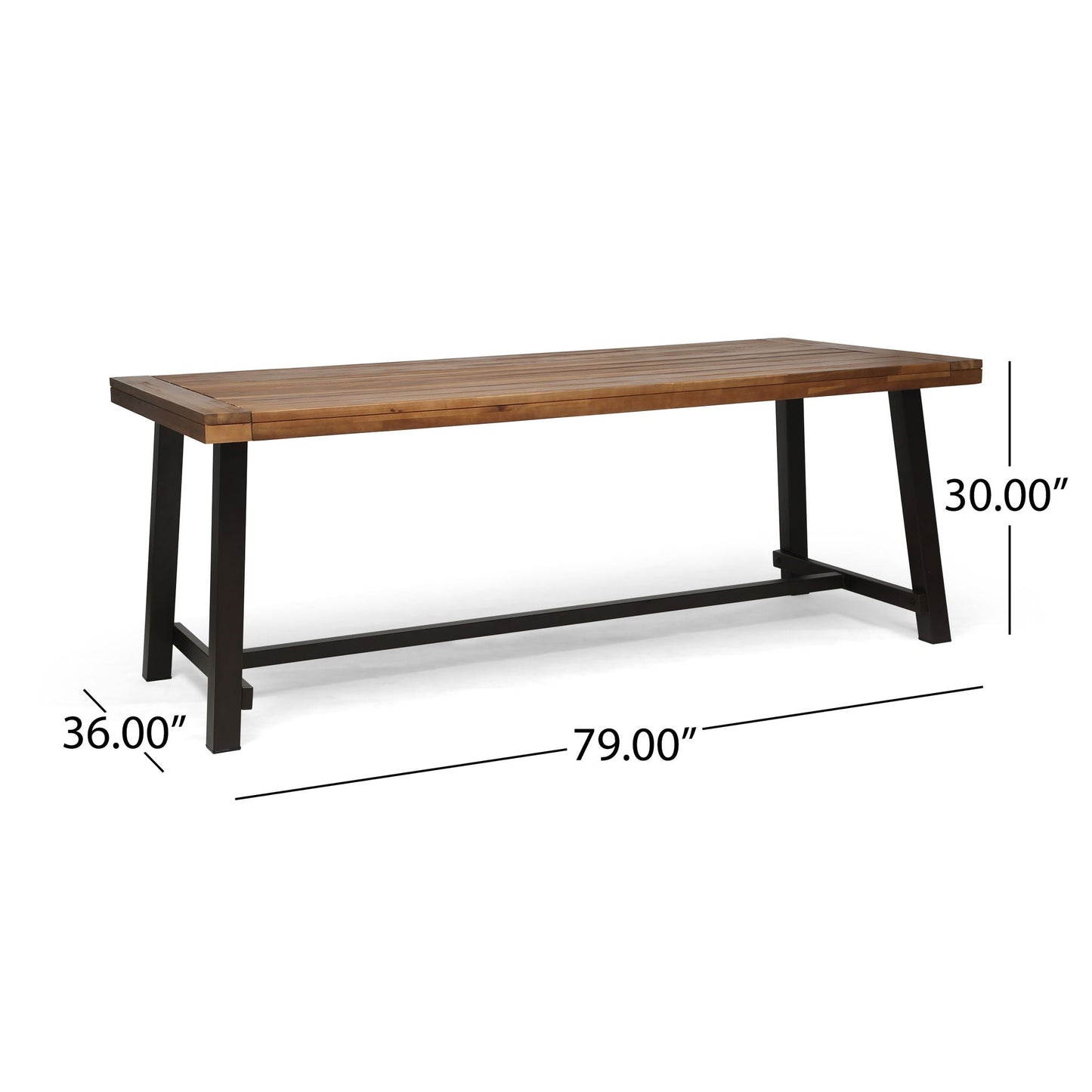 Equilibrium Outdoor Dining Table with Wooden Frame and Slat Top