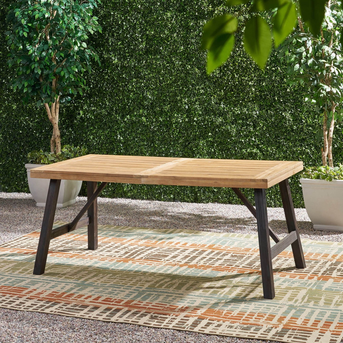 Outdoor Dining Set with 2 Benches and 1 Dining Table - Light Brown