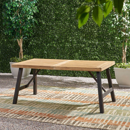 Outdoor Dining Set with 2 Benches and 1 Dining Table - Light Brown