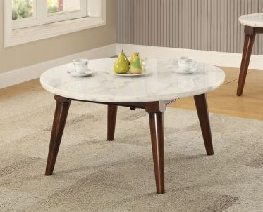 Gasha Coffee Table - White Marble / Walnut