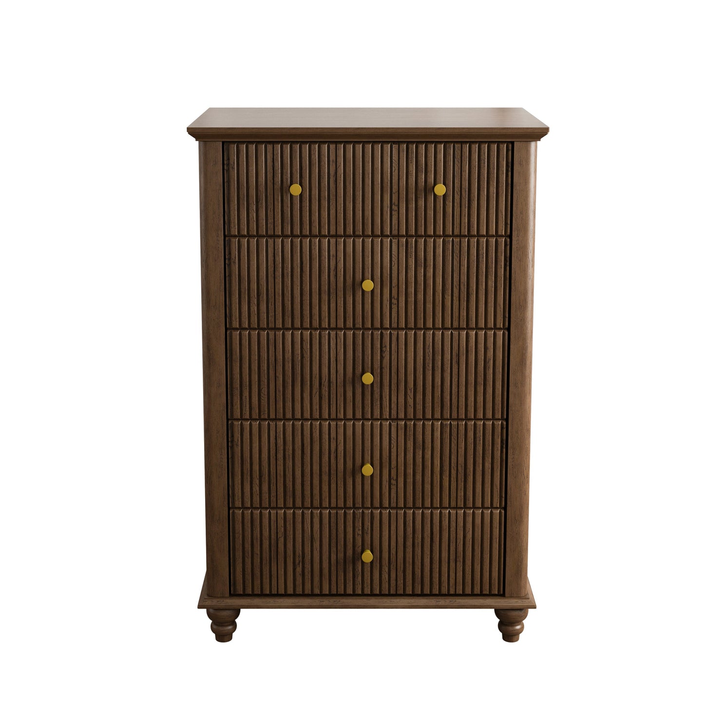 Fluted 5 Drawer Dresser, 45 Inch Tall Modern Chest of Drawers