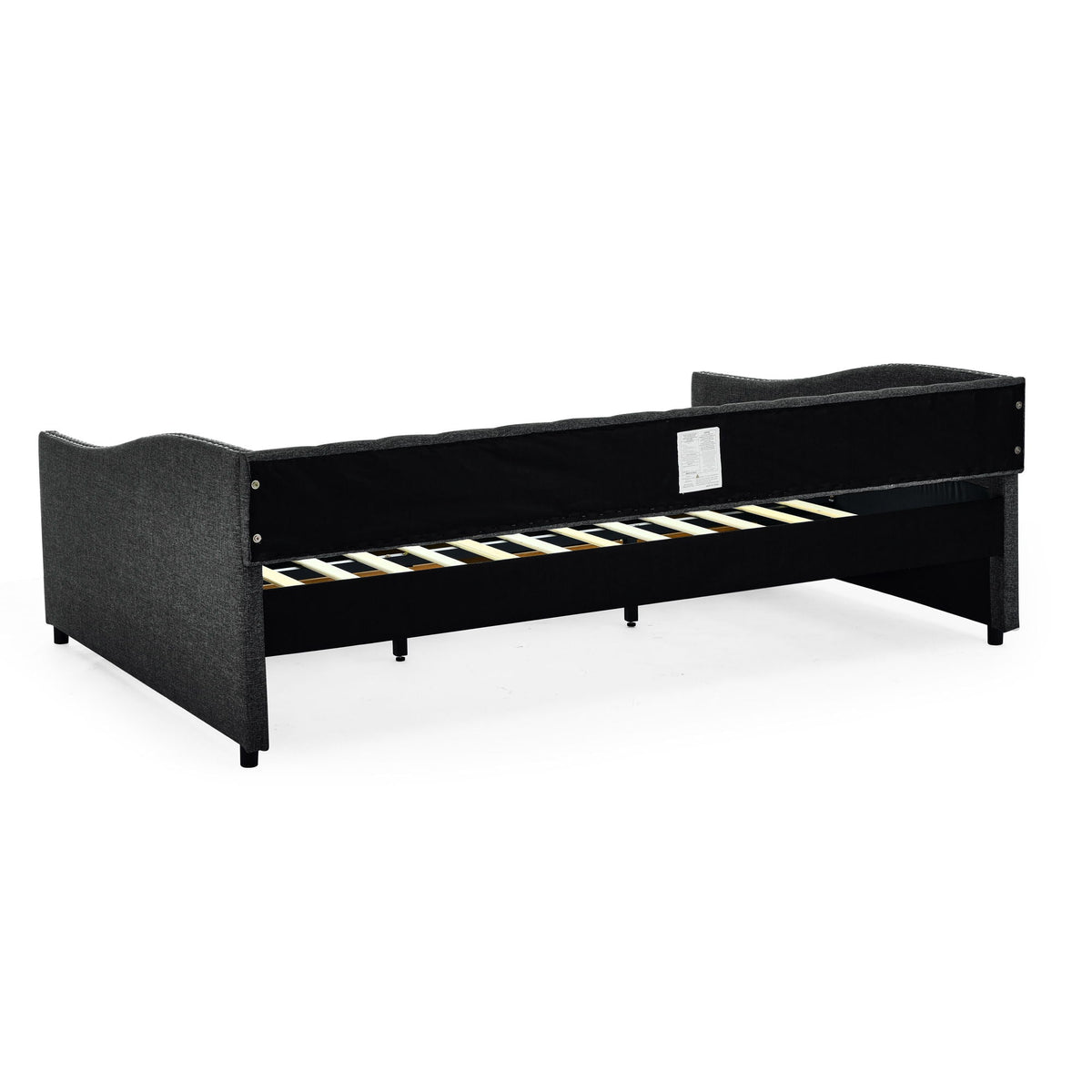 Upholstered Tufted Daybed With 2 Drawers, Waved Arms