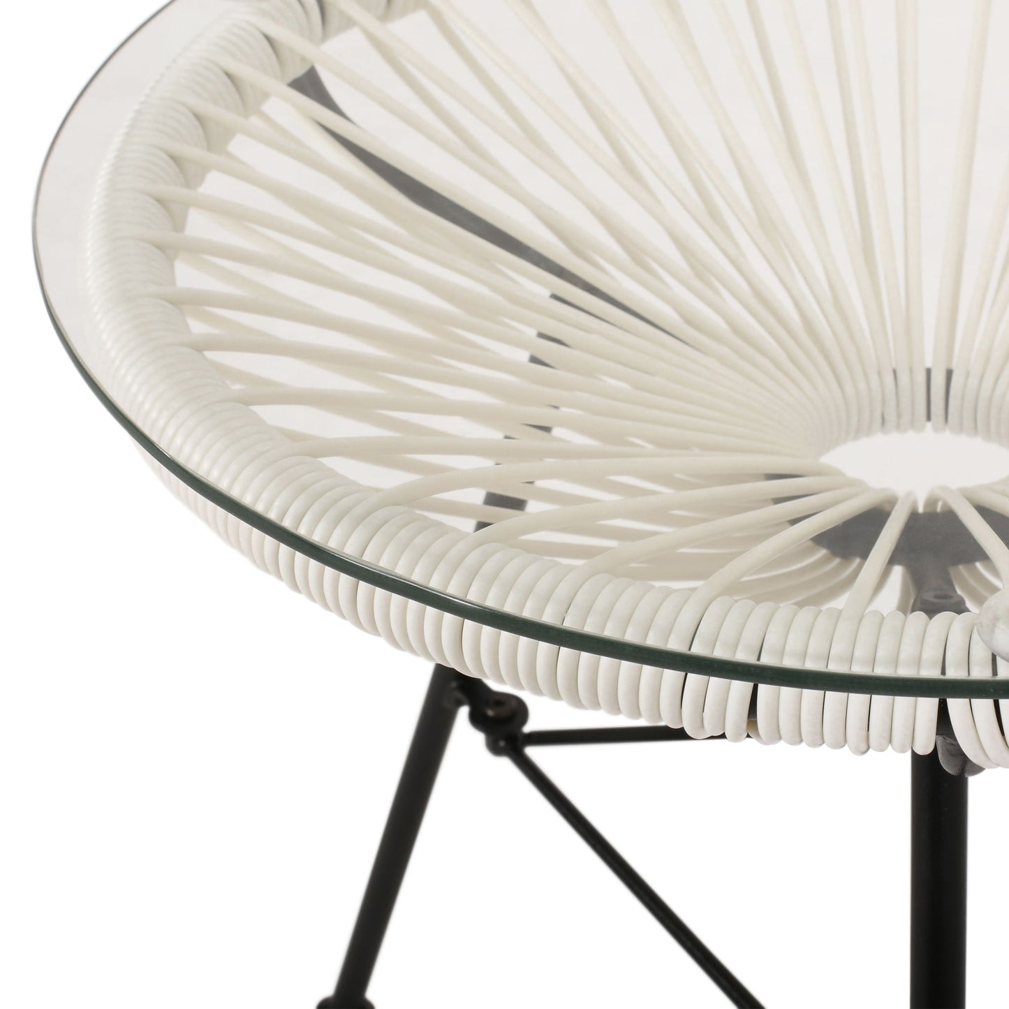 Nusa Modern Rattan Side Table With Tempered Glass Top
