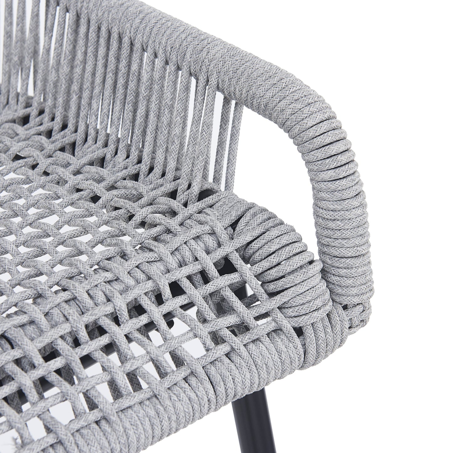 La Push Outdoor Patio Light Gray Rope Bar Stool, Set of 2