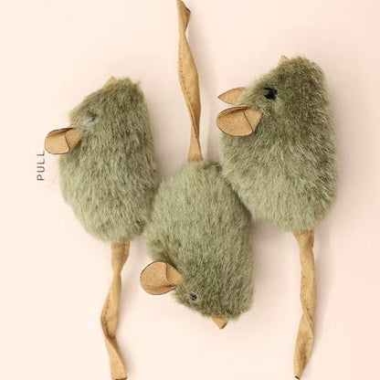 Funny Plush Mice Cat Toy Simulation Mouse Kitten Toy Bite-resistant Automatic Chirping Interactive Cat Chew Toy