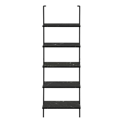Bookshelf, Bookcase, Etagere, Ladder, 5 Tier, For Office, Marble Look Contemporary & Modern