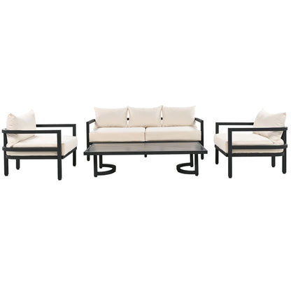 U_Style Multi-Person Outdoor Steel Sofa Set with Coffee Table