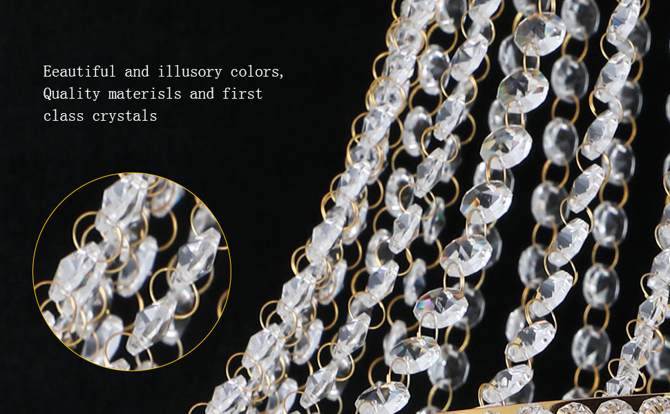 24-Inch Gold Crystal Chandelier, 12-Light French Empire Style Ceiling Light