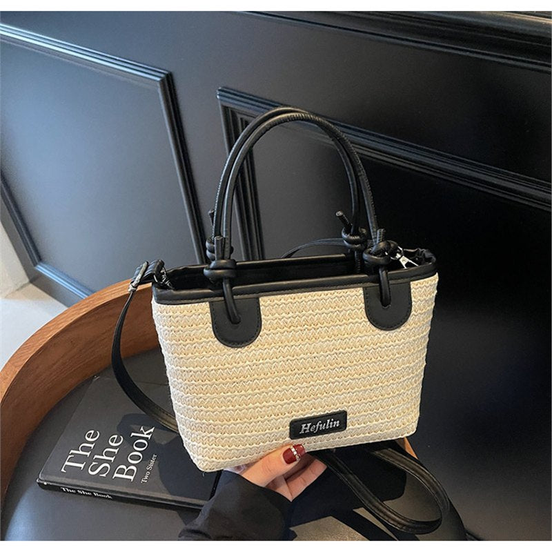 Summer Vacation Beach-style Straw Tote And Crossbody Bag