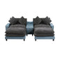 Sectional Sofa With Removable Ottomans, USB Ports, Cup Holders & Storage - Gray / Light Blue