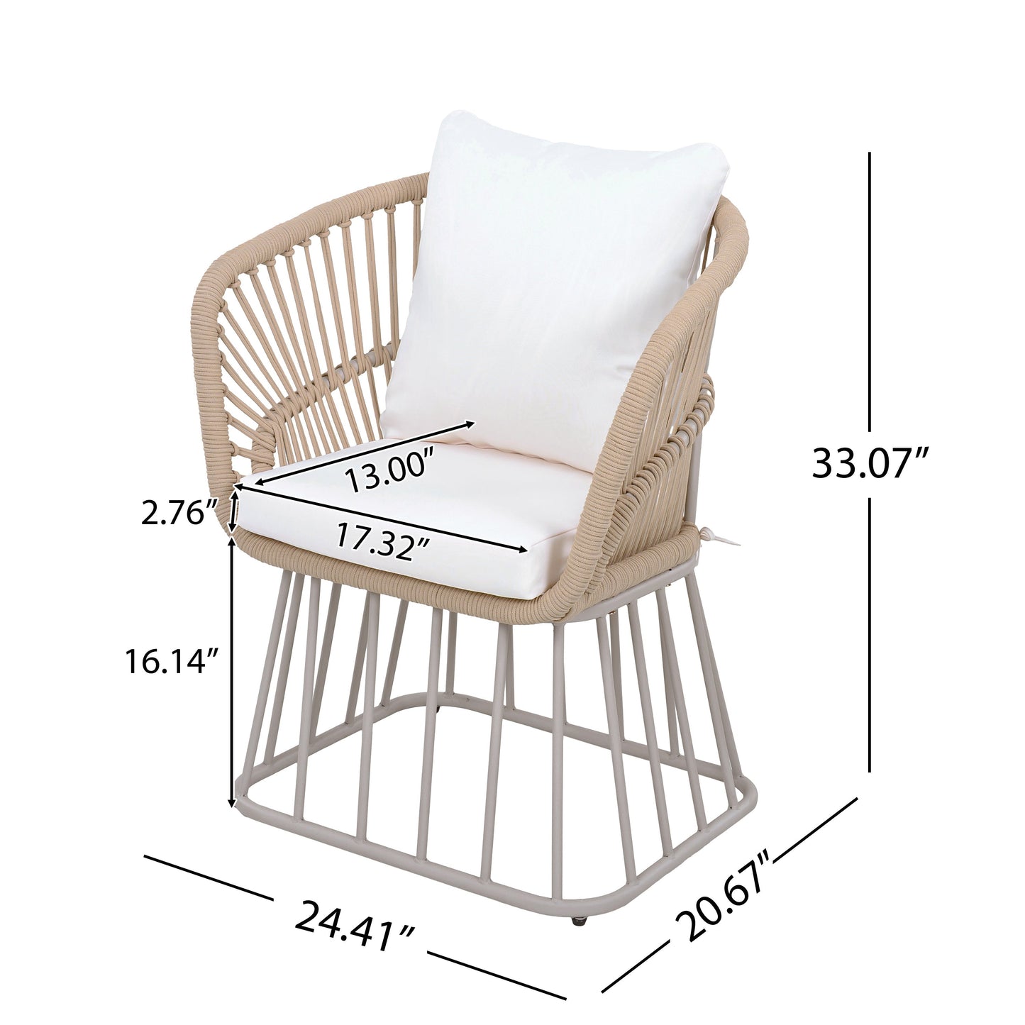Outdoor 7-Piece Dining Set - Rectangular Teak Wood Table + 6 Wicker Chairs with Cushions