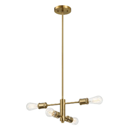 Trellis - 4 Lights Modern Gold Chandelier Vintage Pendant Fixture For Living Room - Clear / Gold