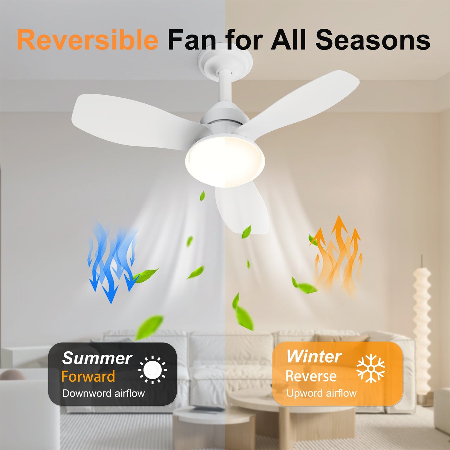 24.4" Modern Ceiling Fan with Light