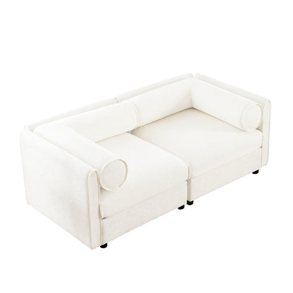 Stylish Sofa With Storage Seat And Cylindrical Backrest