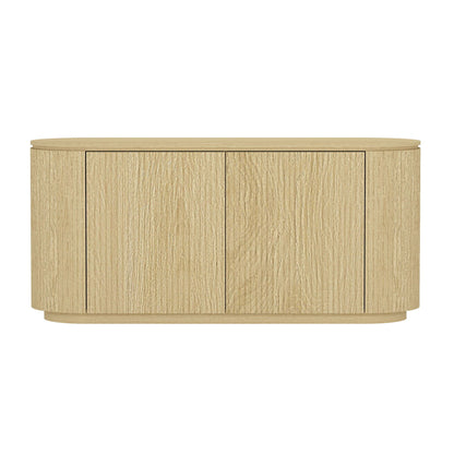 Olivia - Sideboard With 4 Adjustable Shelves With Handle Free Doors And Rounded Edges - Oak