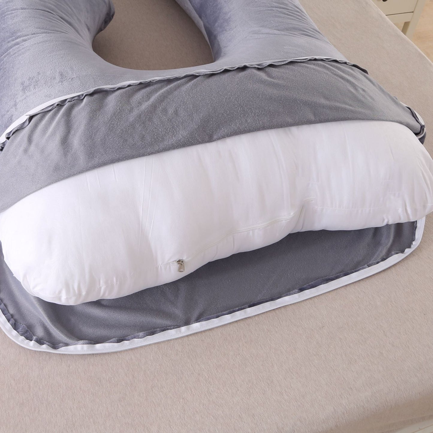 Pillow Lying On The Side With Detachable Crystal Velvet G-shaped Waist Pillow