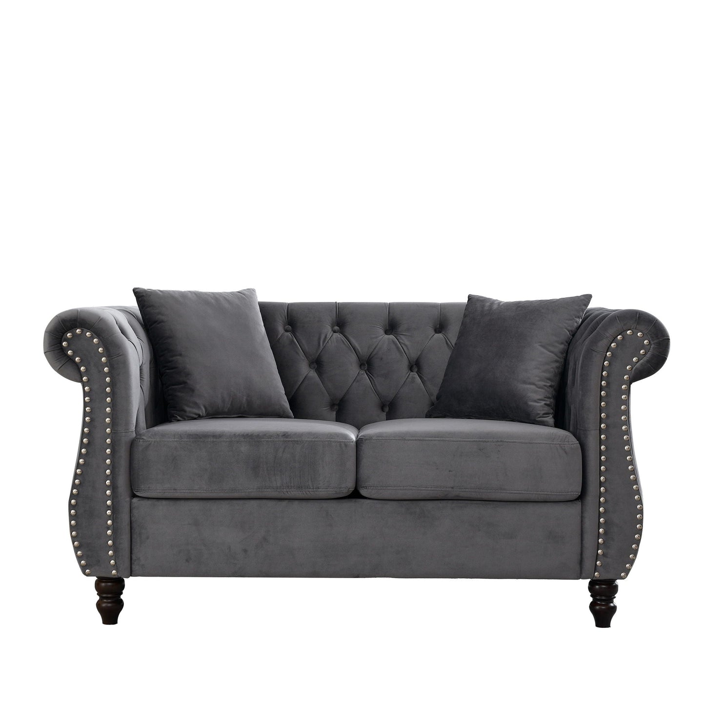 Chesterfield Sofa With Rolled Arms And Nailhead Trim