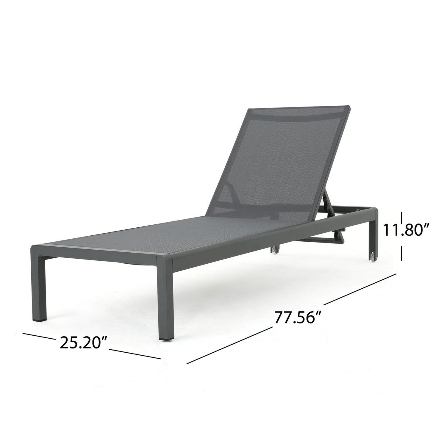 Outdoor Patio Chaise Lounge with 5 Reclining Positions