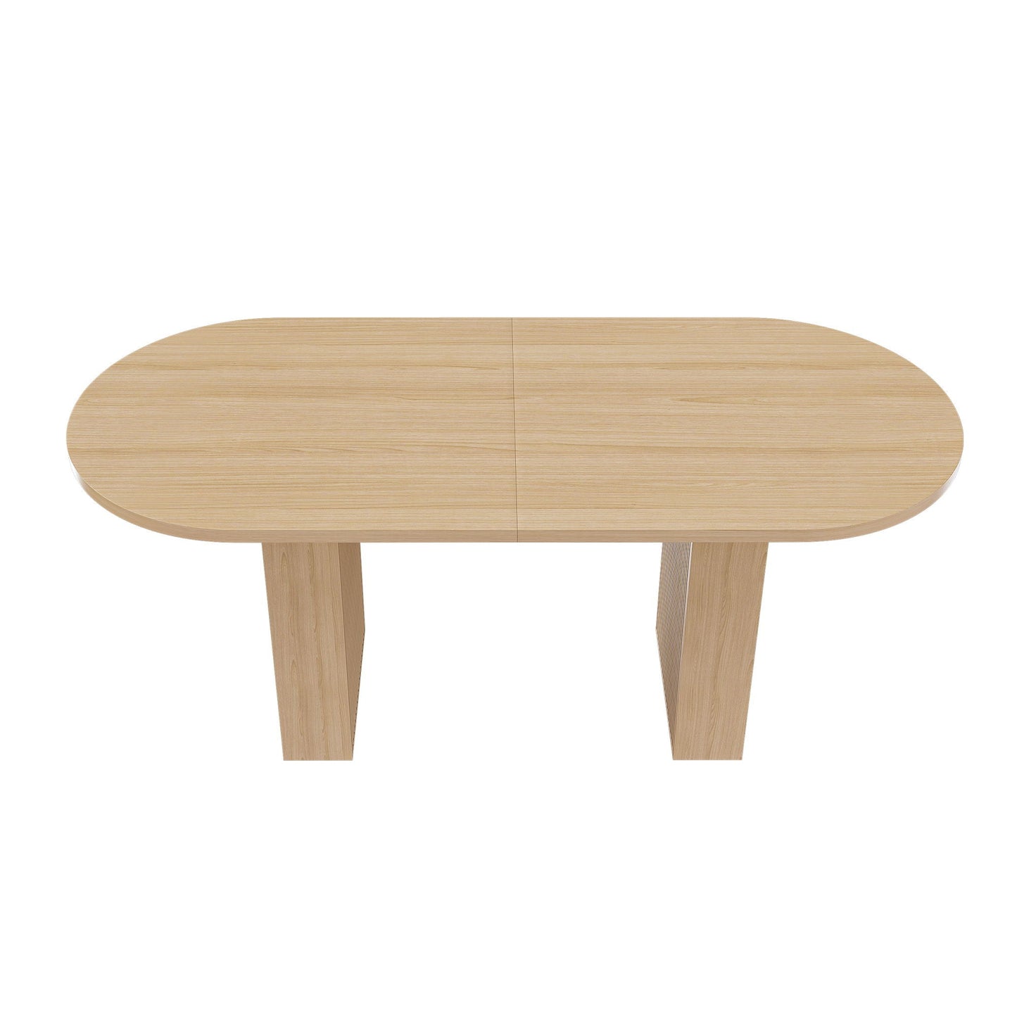 Oval Dining Table With Wood Strip Base