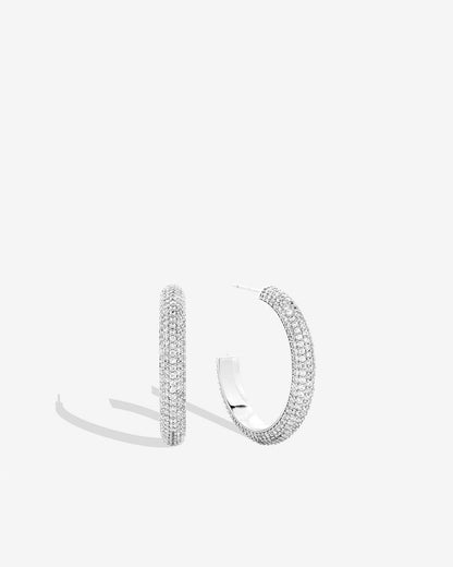 Unstoppable Pave Midi Hoop Earrings