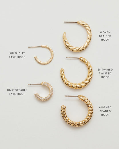 Aligned Beaded Hoop Earrings