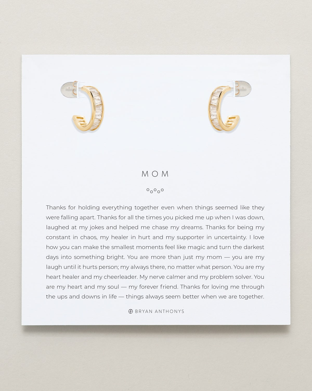 Mom Baguette Mini Hoop Earrings