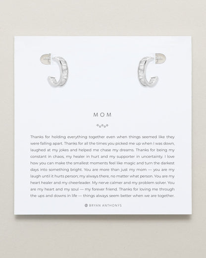 Mom Baguette Mini Hoop Earrings