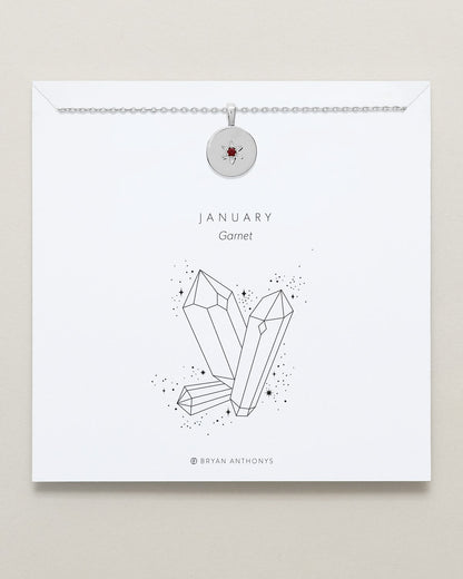 Birthstone Pendant Necklace —  Garnet