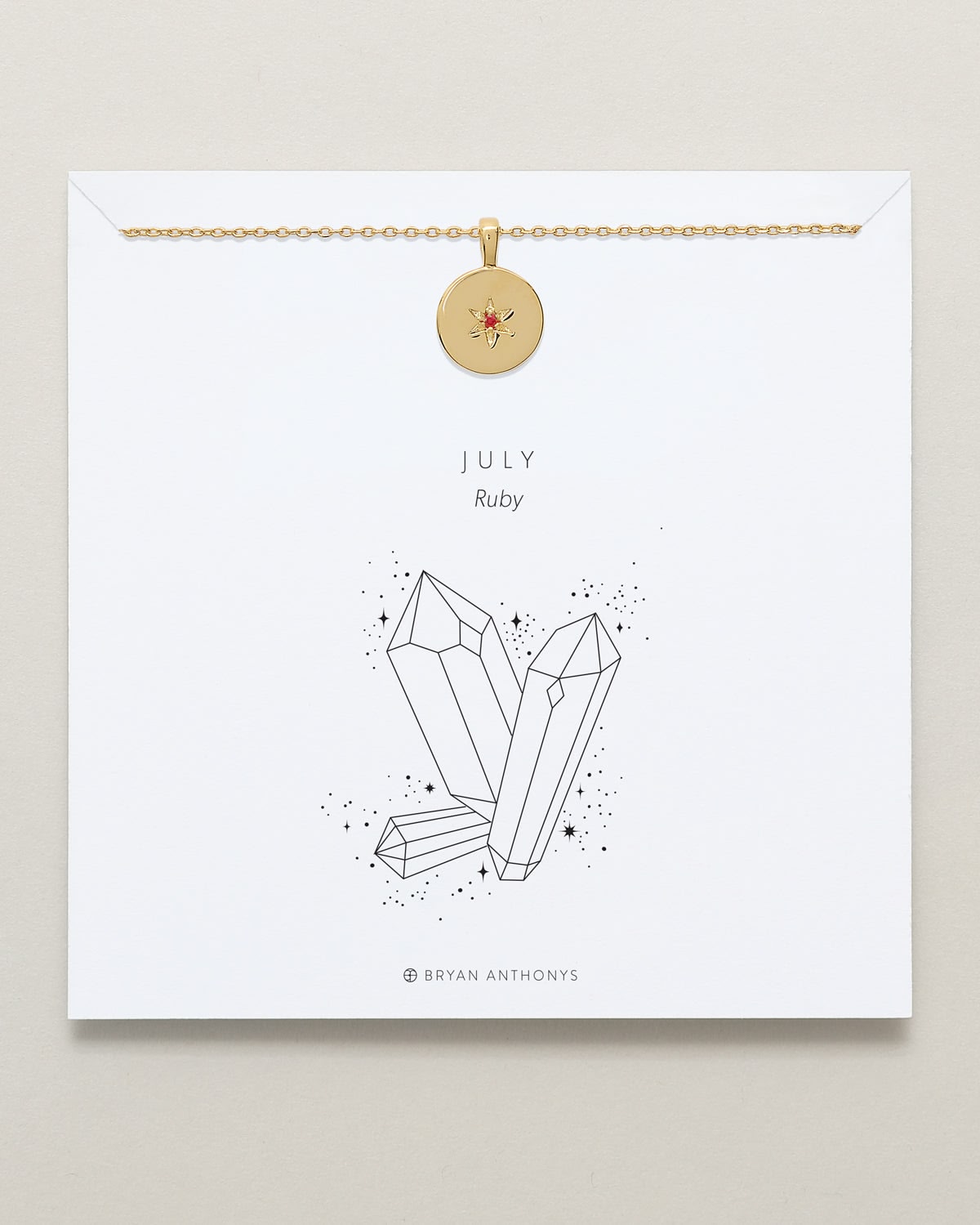 Birthstone Pendant Necklace — Ruby