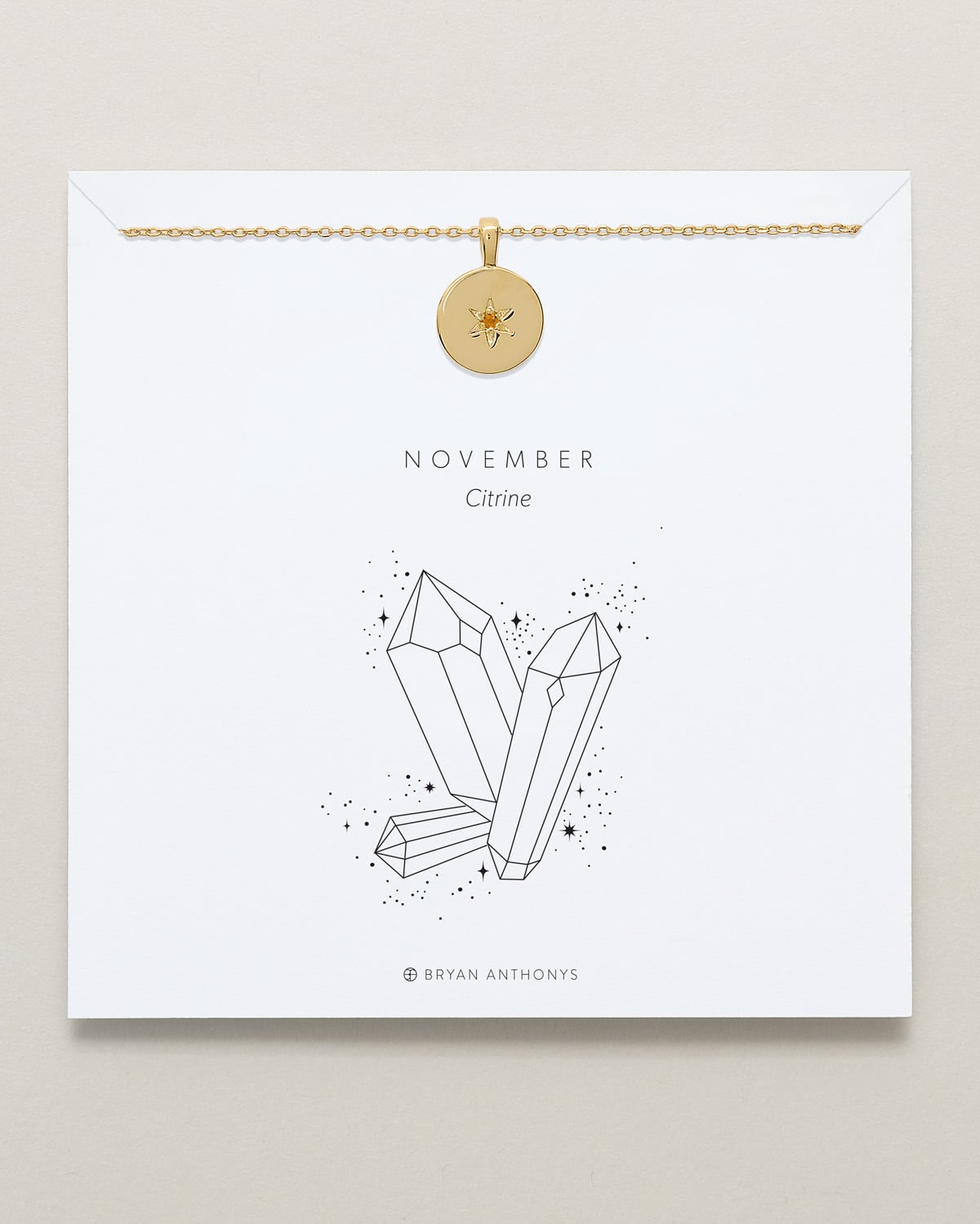 Birthstone Pendant Necklace — Citrine