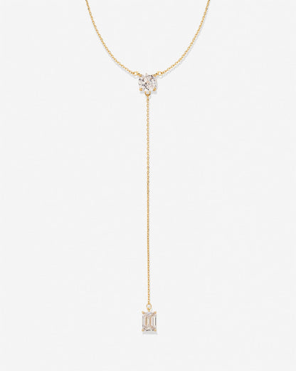 Beautifully Broken Emerald Cut Lariat Necklace