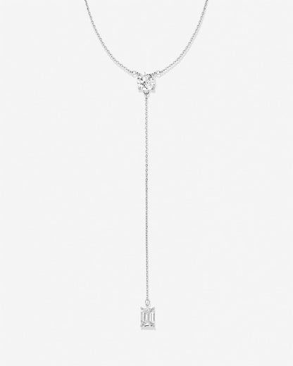 Beautifully Broken Emerald Cut Lariat Necklace