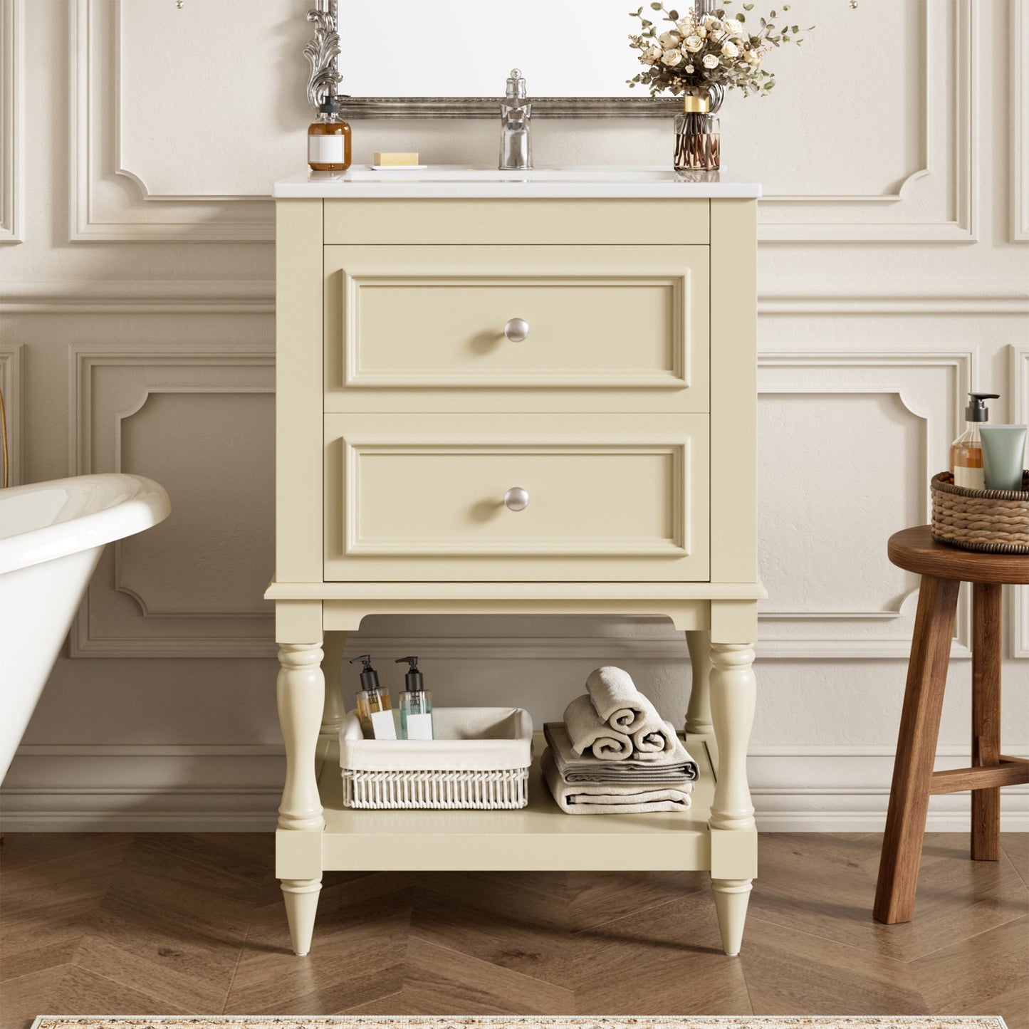 20'' Bathroom Vanity with Ceramic Sink and Storage Cabinet