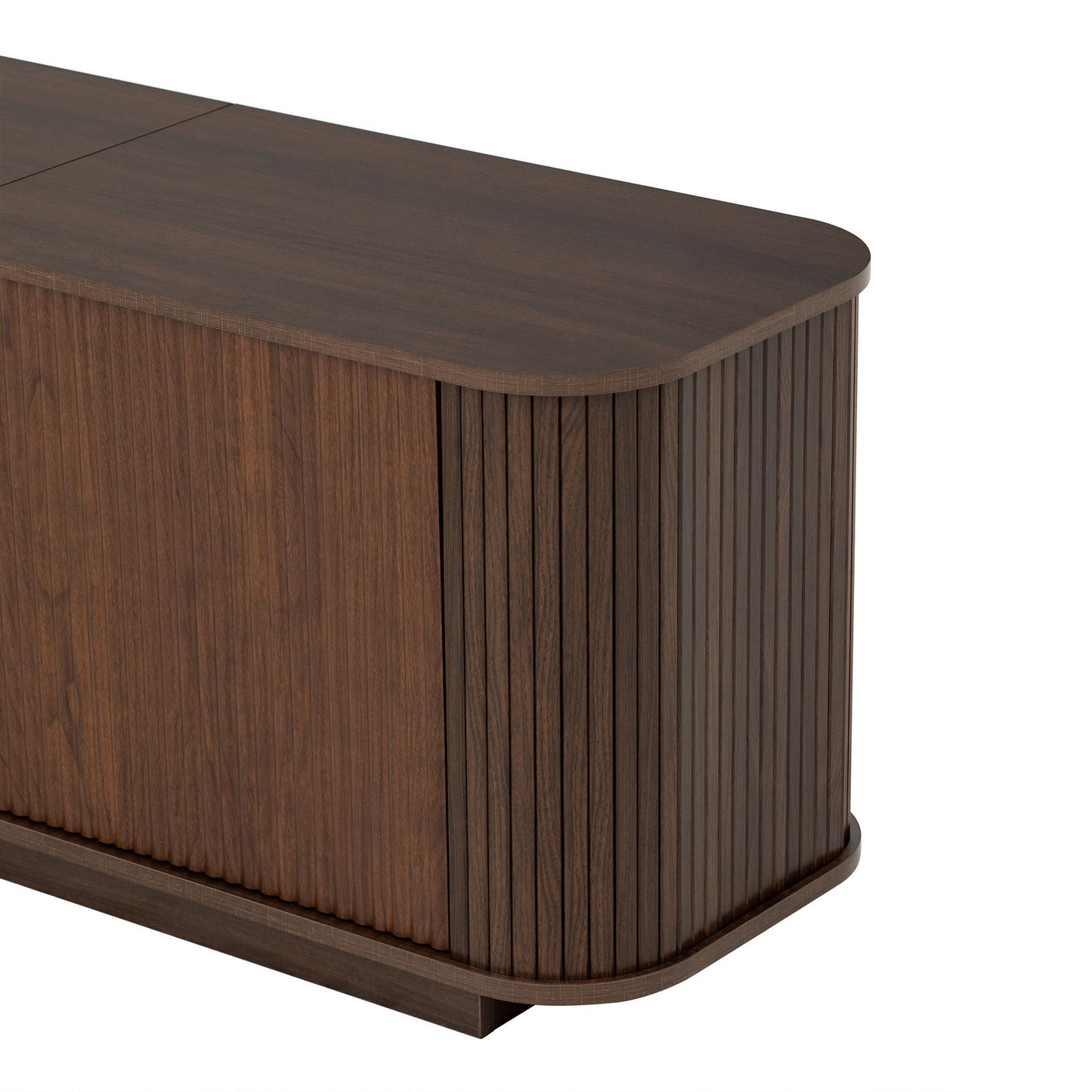 70" TV Stand With Ample Storage, Curved Corners - Dark Brown
