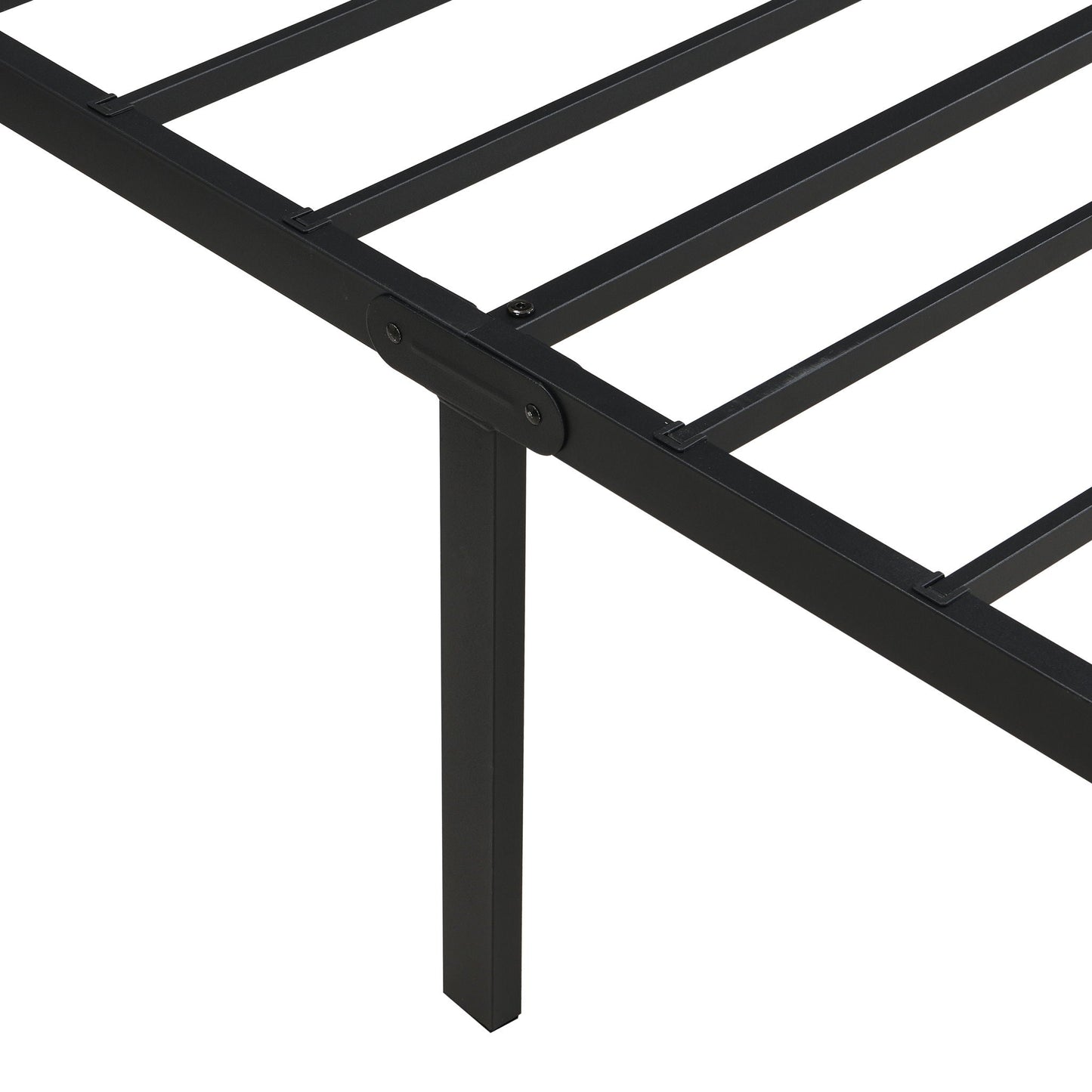 Heavy Duty Queen Size Bed Frame With Quiet Support - Black