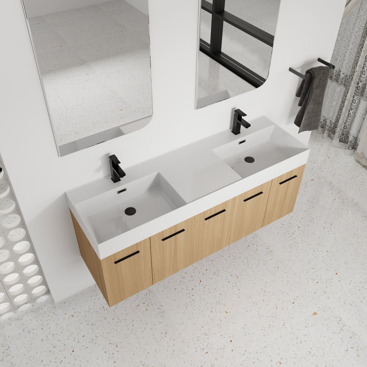 60" Floating Double Sink Bathroom Vanity with Extra-Large Storage