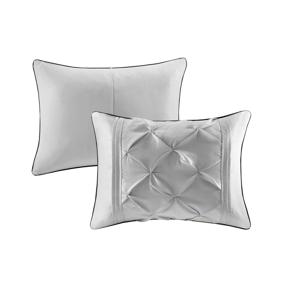 7 Piece Tufted Comforter Set Grey Full