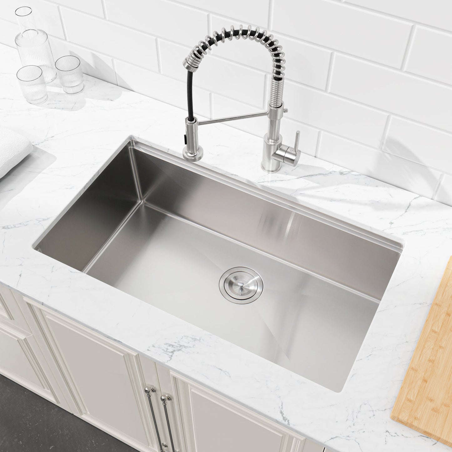 Stainless Steel Kitchen Sink, 30″x19″ Single Bowl, Undermount