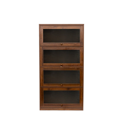 Bookcase Contemporary Closed Back Glass Doors Office Storage Cabinet