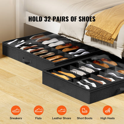 Sturdy Under Bed Shoe Storage Organizer, Set of 2