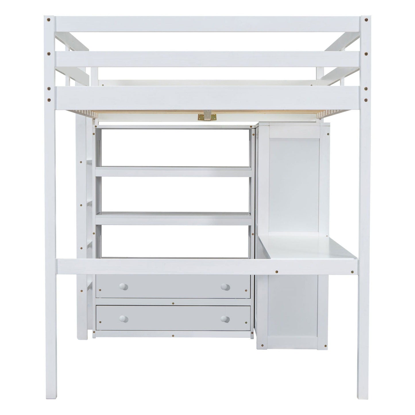Loft Bed With Built In Wardrobe, Desk, Shelves And Drawers