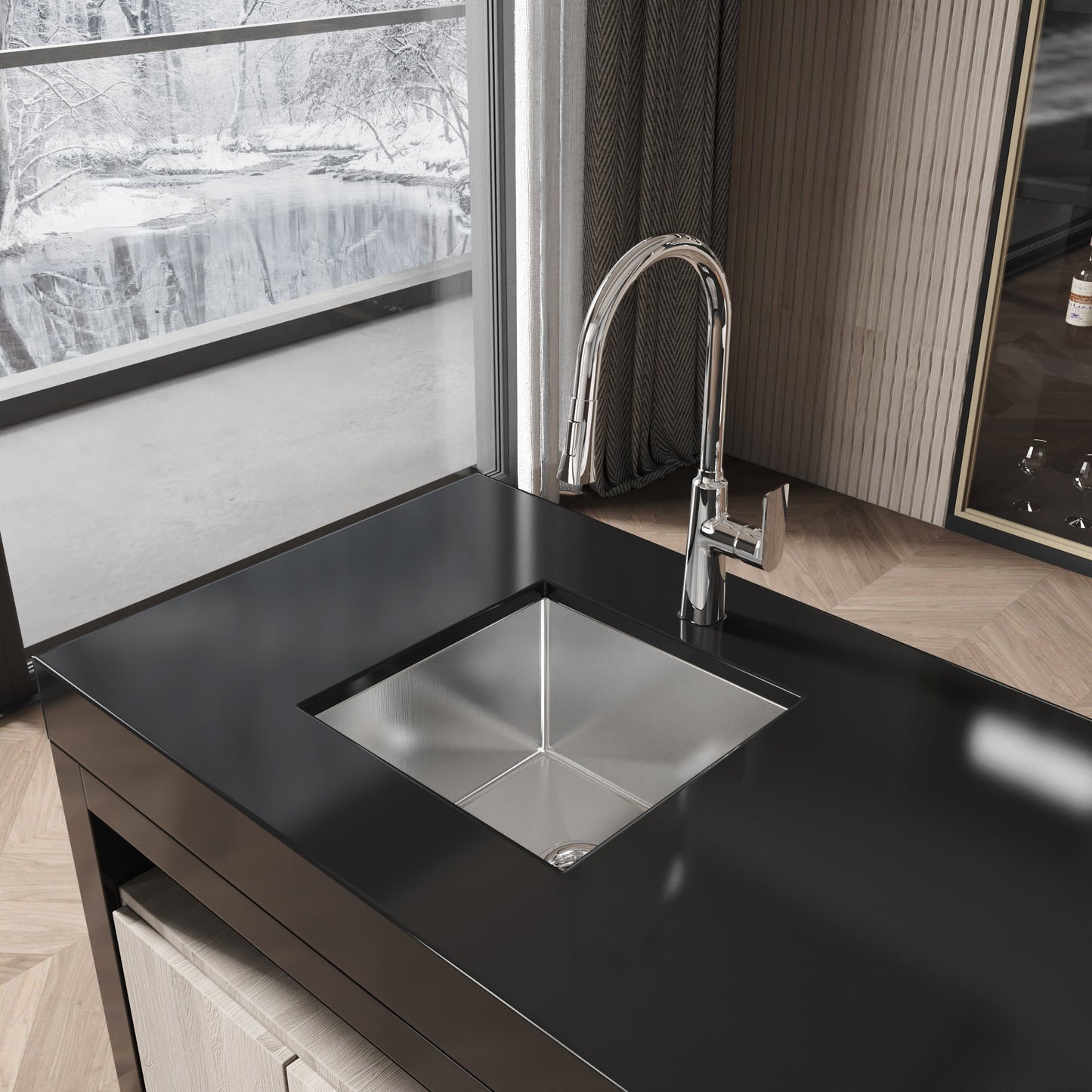 Stainless Steel Kitchen Sink, 18"x18" Single Bowl Undermount