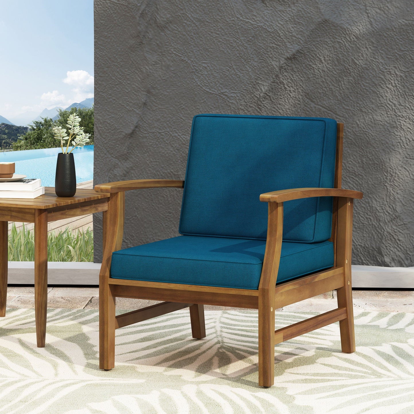 Perla Contemporary Club Chair with Water Resistant Cushion