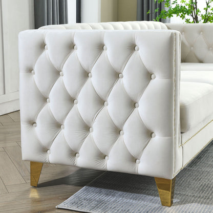Modern Sofa With Button Tufting, Upholstered Couch For Living Room