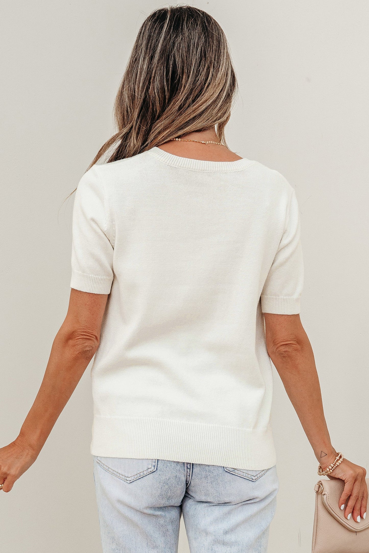 Regina Printed Short Sleeve Sweater