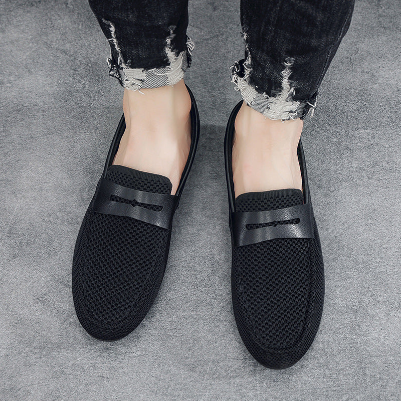 Mens Summer Flyknit Mesh Breathable Slip-On Casual Shoes