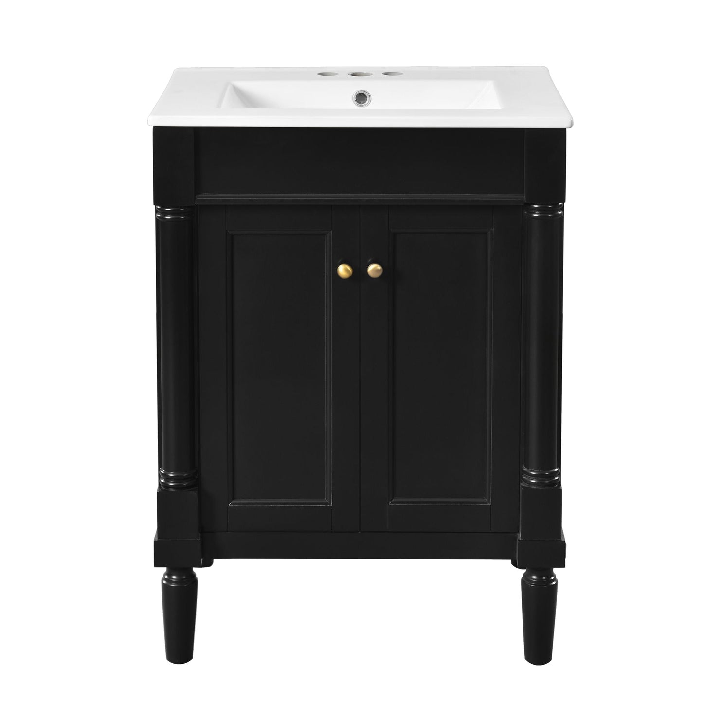 Bathroom Vanity With Top Sink, 2 Tier Storage Cabinet