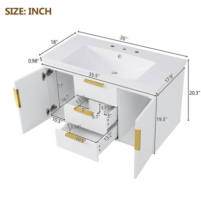 Wall Mounted Bathroom Vanity With Sink and Floating Storage Cabinet