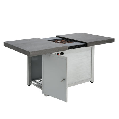 Extendable Rectangle Aluminum Alloy Fire Pit Table, 50,000 BTU